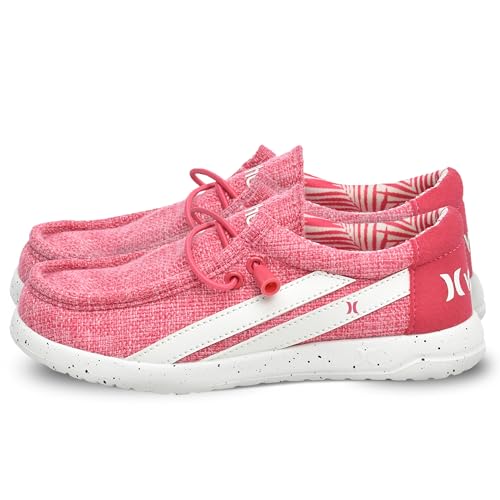 Hurley Kids Elastic Lace Loafers, Canvas Shoes With Stripes For Boys & Girls cover