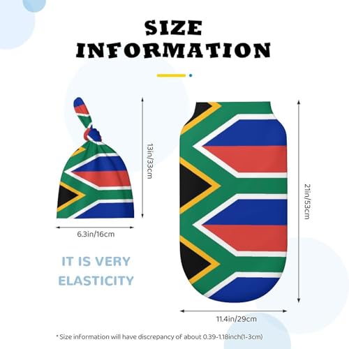 Image of South African Flag Newborn Swaddle Blanket with Beanie Hat - Unisex, One Size - Polyester - Tie Closure - Perfect for Newborns, Parents and Caregivers