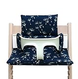 Blausberg Baby – hochwertiges Tripp Trapp Sitz-Kissen Set für Stokke Hochstuhl - 2-teilige Auflage/Polster/Sitzverkleinerer für Kinderhochstuhl – DIVERSE FARBEN (Blau Pusteblume)