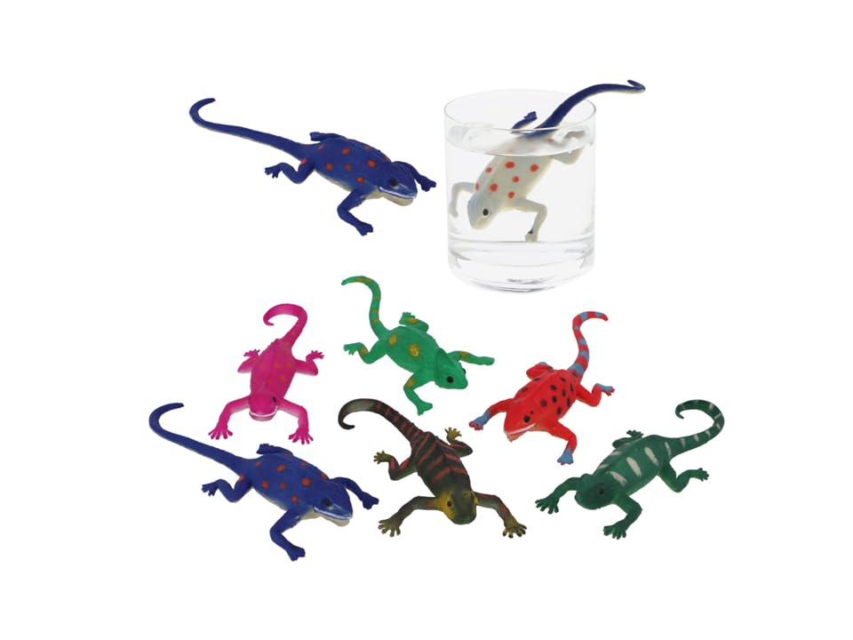 Colour Changing Lizards 15cm – Pack of 6 Assorted Designs, Heat Sensitive Stretchy Toy Lizards, Sensory Fidget Toys for Kids, Party Bag Fillers, Classroom Rewards, Birthday Gifts & Prizes