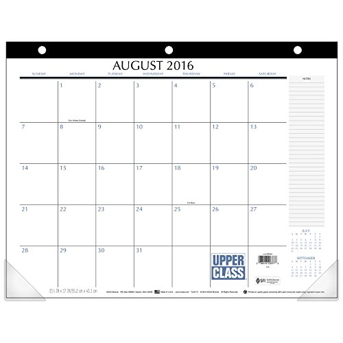 Upper Class Student Academic Year Monthly Desk Pad Calendar by Mead, Aug 2016-July 2017, 21-3/4