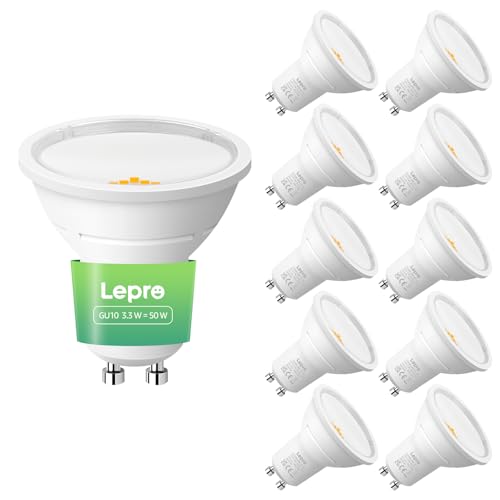 Lepro Ampoule LED GU10 Class A, 590lm Blanc Chaud 2700K, 3.3W Équivaut de 50W, Spot LED GU10, 100° Faisceau Large, Ampoules GU10 Non Dimmable Économie d'Énergie, Lot de 5 5 Blanc Chaud
