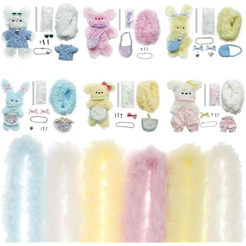 RVEFOT 6 Pcs Fur Pipe Cleaners Craft Kit with Decorative Accessories and Video Tutorials, Pipe Cleaners Kit for Beginners, Bear Animal Kit for Craft, Kids Art Craft DIY Creative Decoration Cover