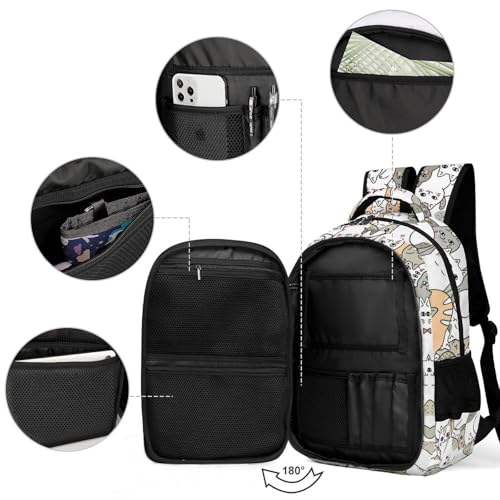 Sac à dos de randonnée avec poches multiples et imprimé chat pour optimiser vos voyages
