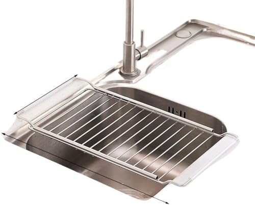 シンク スポンジ置き 304ステンレス鋼 スポンジラック シンク収納ラック 伸縮式30〜47cmキッチンシンク用スポンジホルダー 水切りラック 防錆 簡単取り付け キッチン収納 水切りバスケット (シンク伸縮水切りラック(大)65*20*2)