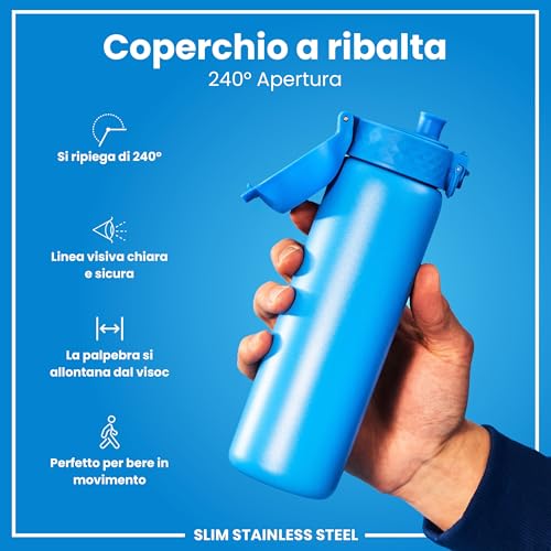Borraccia Slim, Acciaio Inox, 600Ml, Blue - Ion8 - 5