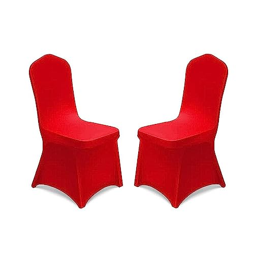 Yahpetes 2 Pcs Chair Covers Polyester Spandex Banquet Chair Cover Universal Washable Slipcovers Protector Removable Chair Seat Covers for Wedding Banquet Dining Party Decorations (Red)