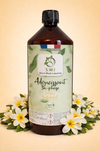 Adoucissant Parfum Monoï – 1L (jusqu’à 50 lavages) – Fabriqué en France – 90% d’ingrédients d’origine naturelle – Linge doux & parfum longue durée – Storm Wash Industries