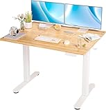 INNOVAR Bamboo Whole Piece Desktop 40 Inches Standing Desk, Electric Adjustable Height Stand up Desk, Sit Stand Home Office Desk