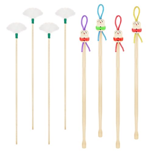 Bamboo Ear Cleaner Ear Pick & Ear Spoon Kit - 4pcs Cute Doll Design for Beginners, Gentle Ear Wax Remover Tools, Multi-Use Lightweight Set for Home/Travel