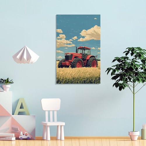 Toile tracteur décoration murale idée cadeau originale anniversaire
