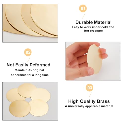 OLYCRAFT 5 Stück Runde Messingblech 6 cm Durchmesser Roségold Messingblech Kupferblech Rundes Messingscheibenblech Für Metallstanzmodelle Heimwerker Elektrizität Gravur - 0.5 mm Dick