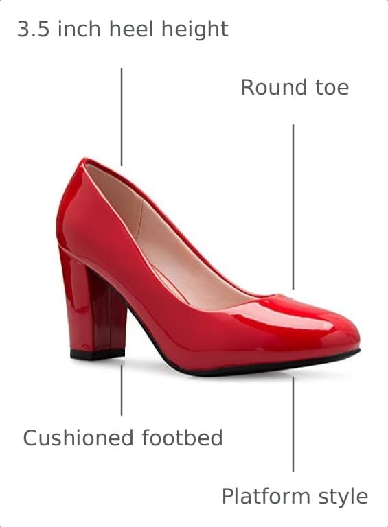 Image of Olivia K Women's Classic Round-Toe Platform Pumps High Block Heel - Adorable, Comfortable