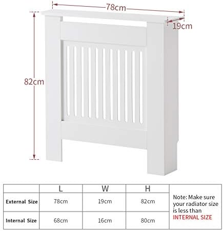 CLIPOP Radiator Cover White Modern Painted Vertical Slatted MDF Cabinet, Radiator Shelve Cabinet for Living Room Bedroom Furniture (Small)