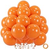50pcs Orange Balloons, Helium 12inch Orange Party Balloons for Halloween Thanksgiving Graduation Birthday Decorations(With Ribbon & Glues)