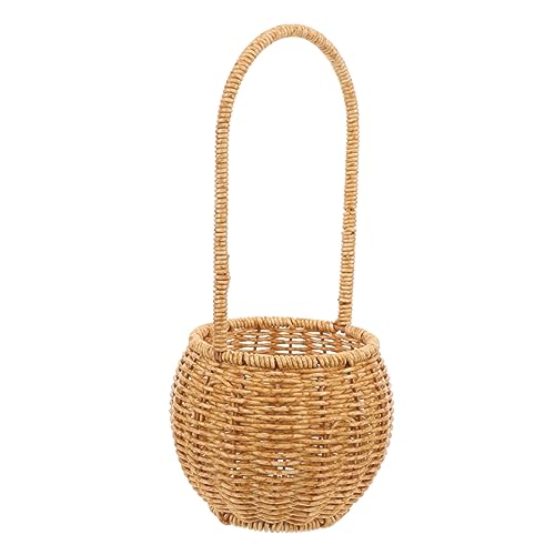 KOMBIUDA Basket for Storage Picnic Basket Storage Baskets Hamper Fruit Basket Woven Storage Basket Storage Basket with Handle Basket for Picnic Snack Basket Plastic Rattan