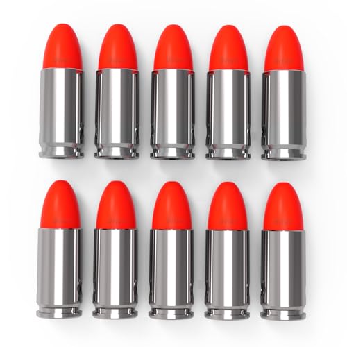 FIREGOWIN Pro 9mm Dummy Rounds – Training Snap Caps, Reusable Dry Fire Training Round with Rubber Primers (Red 10-Pack)