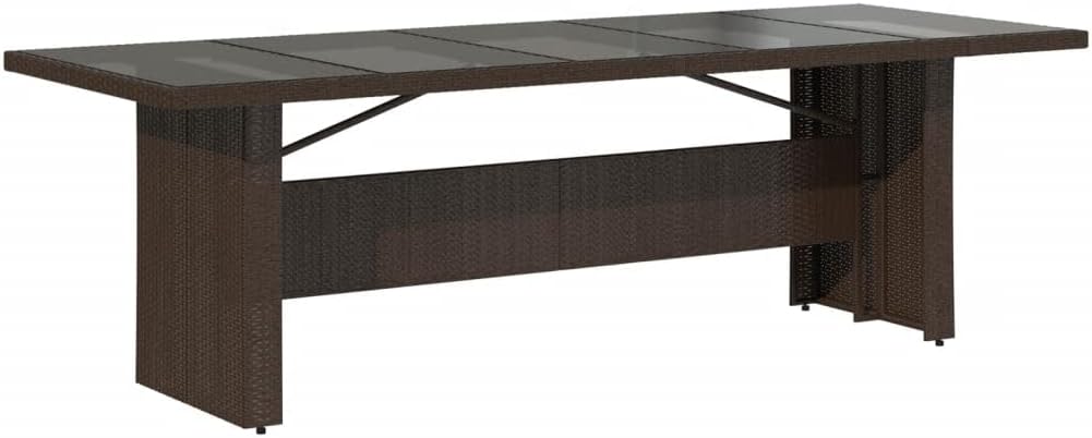 Garden Table, Rectangular Side Table for Balcony, Patio, Sturdy Metal Frame, Weather Resistance, 35.4x94.5x29.5 in Brown PE Rattan