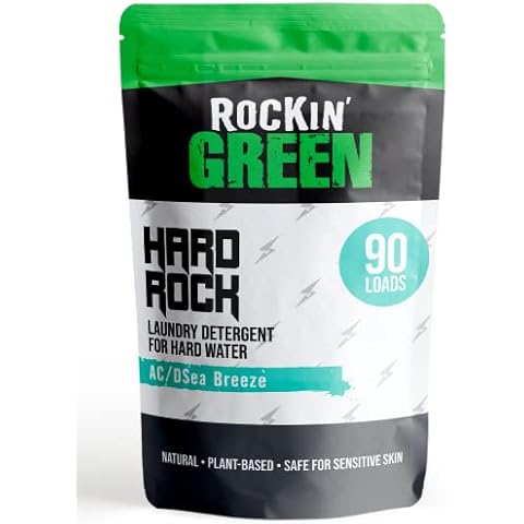 Rockin' Green | Hard Rock Natural Laundry Detergent Powder | AC/DSea Breeze | 45oz / 90 Loads - Perfect for Baby Clothes Cover