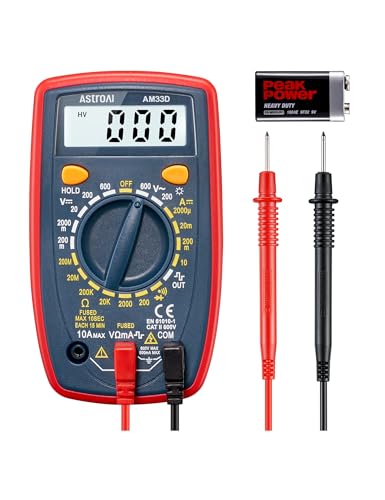 AstroAI Digital Multimeter voltmeter strommessgerät Tester Messung von AC/DC Spannung, DC Strom, Widerstand, Diode, Kontinuität Messinstrument mit großes LCD-Anzeige und Hintergrundbeleuchtung,Blau