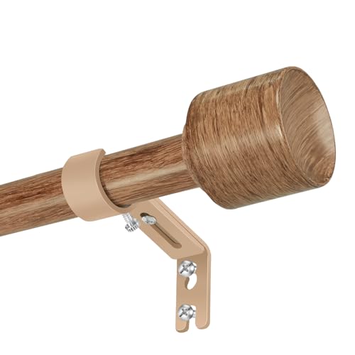 Curtain Rods 30 to 144 Inch 1 Pack Heavy Duty Adjustable Wood Grain Rod