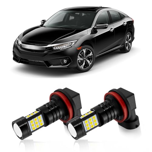 MEALAM H11 H8 LED Fog Lights Bulb 6000K Xenon White Compatible with 2006 2007 2008 2009 2010 2011 2012 2013 2014 2015 2016 2017 2018 2019 2020 Honda Civic, Pack of 2