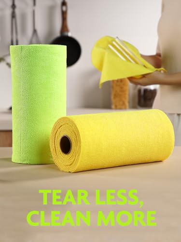 itanso Tear-A-Rag Roll -50 Pack, 12 x 12 Microfiber Cleaning Cloth, Reusable Towels for Home, auto and Shop (Green)