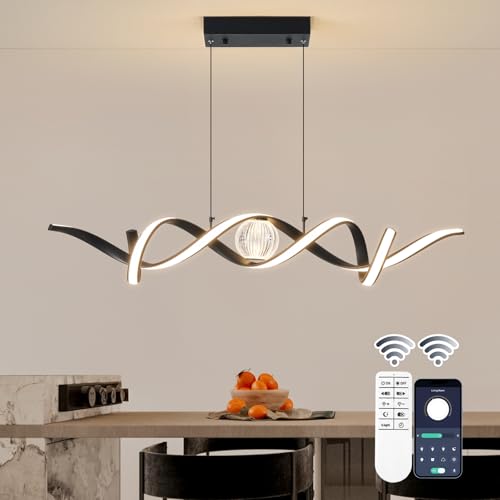 ORANOOR LED Pendant Light, Dimmable Spiral Wave Chandelier