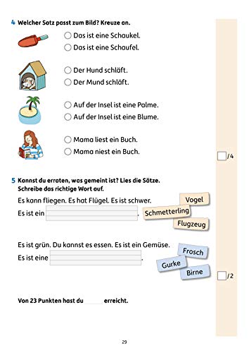 Übungsheft mit Tests in Deutsch 1. Klasse: Echte Klassenarbeiten mit Punktevergabe und Lösungen - Lesen und Schreiben lernen (Lernzielkontrollen, Band 281)