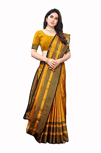 Image of VJ Fashion Women Cotton Silk Saree With Blouse Piece freesize