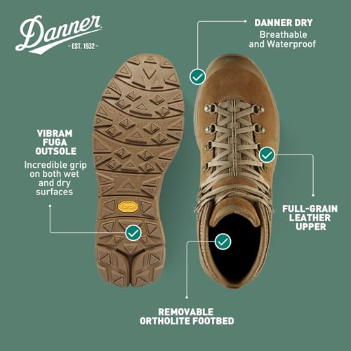 Image of Danner Mountain 600 Leaf Gore-Tex Hiking Boots for Men - Ortholite Tripe Density Footbed - Waterproof Quick Dry Barrier - Vibram SPE Midsole - Full Grain Leather Upper - Traction Outsole