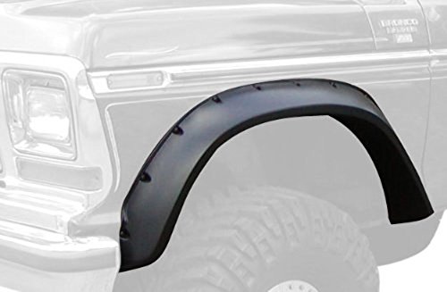 Bushwacker Cutout Pocket/Rivet Style Front Fender Flares | 2-Piece Set, Black, Smooth Finish | 20013-11 | Fits 1975-1979 Ford F-150; 73-79 F-250/F-350 Super Duty; 78-79 Bronco; 73-79 Styleside F100