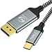 Produktbild USB C DisplayPort-Kabel 2m [4K@60Hz, 2K@165Hz/144Hz], YOJOCK Thunderbolt 3 zu DP Kabel Typ C auf DisplayPort Kabel - Geflochten, Aluminiumhülse
