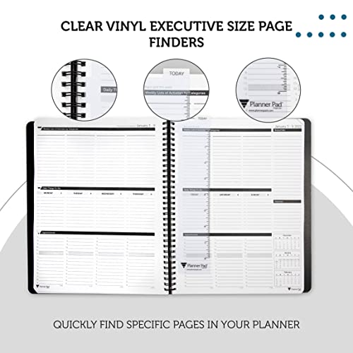 Planner Pad Spiral Bound Page Finder Combo Pack, Executive Size, Clear Vinyl, 2” X 10” #TOP2