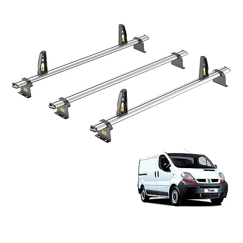 Image of Van Guard Roof Rack for Renault Trafic (2001-2014) 3 Aluminium Roof Bars with Loadstops [Note: Only Suitable for Standard Roof Models.] - UltiBar Plus - VG255-3