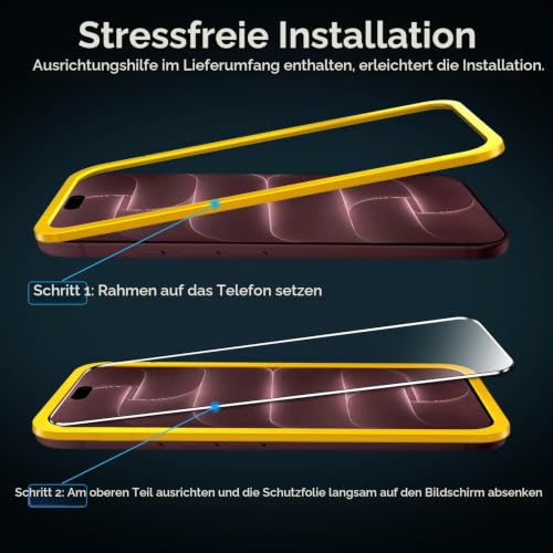 ivoler Panzerglas für iPhone 18 Pro Max/17 Pro Max mit Montagehilfe 3 Stück – Ansicht 3