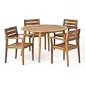 Christopher Knight Home Keth Outdoor 5 Piece Acacia Wood Dining Set, Teak Finish