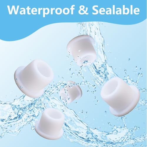 Image of 12 PCS Bathtub Jet Covers Silicone Hole Plug White Tube Plugs Waterproof Bathtub Plug Fit for 12mm Bathtub Hole