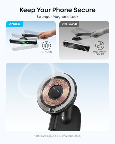 Anker Nano Wireless Car Charger (Pad), 15W Qi2-Certified Fast Charging Car Charger with Adjustable Mounting Arm, Ultra-strong Magnetic Hold, 360° Adjustable View, For iPhone 16/15/14 Series and More - Image 4