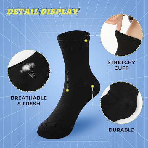 BAMBOO COOL Boy's Crew Socks 10 Pack, Dress Socks For Kids 8-12 Years, Lightweight Thin Breathable With Stretch Cuffs3