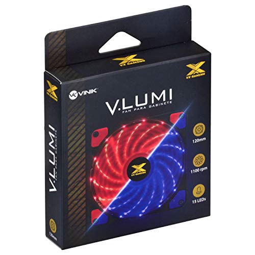 FAN/COOLER VX GAMING V.LUMI 15 PONTOS DE LED 120X120 VERMELHO, Vinik, 29562