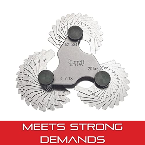 Starrett Steel Screw Pitch Gage With Locking Device - Ideal For Construction Work And Home Improvement - 4-84 Tpi, 51 Number Of Leaves - 472 #TOP3