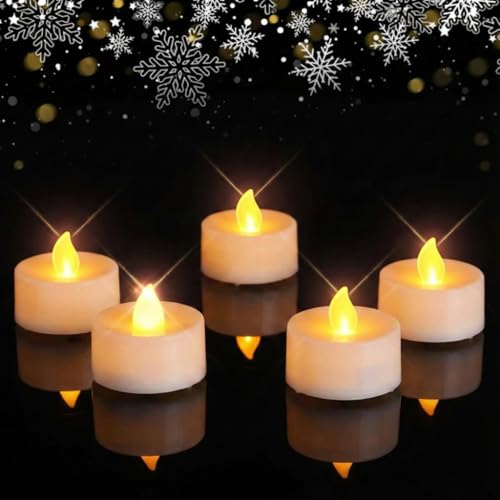 Hyperwell 12 Pack LED Candles Flickering, Realistic and Bright, Flameless LED Battery Tea Lights, Fake Candles for Parties, Halloween, Weddings, Christmas Home Decoration (Warm White)