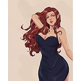 Bricolage peinture à l'huile par numéros Kits pour adultes, peinture à l'huile sur toile fille sexy aux gros seins pour adultes enfants et dessin débutant décor à la maison cadeaux 16x20 pouces-cadre