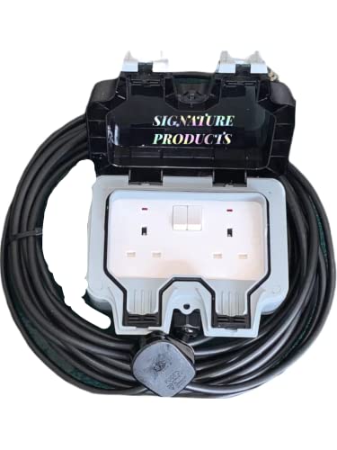 Outdoor Garden Extension Lead Socket IP66 Rated 1m to 25m Black Cable ALL LENGTHS (25M)