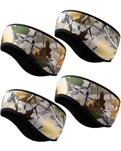 Bonuci 4 Pack Fleece Camo Ear Warmers for Men Women Winter Headband Camo Ear Muffs Covers for Cold Weather Hunting Skiing Running Hiking Cycling Outdoor Activities