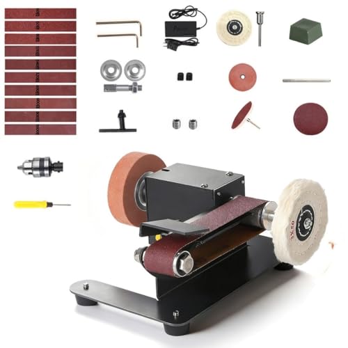 AutoShark 6-In-1 Mini Belt Sander Mini Belt Sander Electric Small Sander Knife Sharpener Supplies 7 Adjustable Speed 795 Motor Metal Wood DIY Handcraft Tool & Knife Sharpening (Deluxe Set).