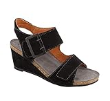 Taos Footwear Women's High Society Black Suede Sandal 6-6.5 M US