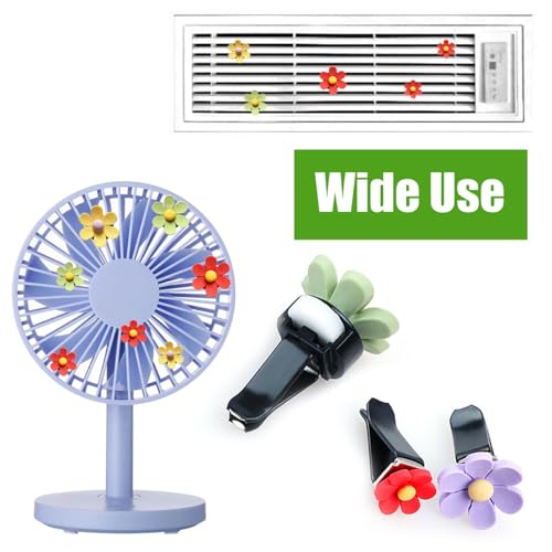 Image of 12 PCS Car Vent Clips Cute Car Accessories, Flower Car Air Outlet Clip Vent Clips for Women Car Interior Decoration (3 Size, Red, Yellow, Green, Purple)
