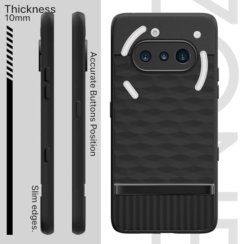 Image of Pikkme Back Cover for Nothing Phone 3a 5G Camera Protection 3D Hexa Cube Design Silicone Protective Bumper Case (Black)